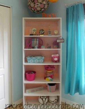 Use a bookshelf in the girl's bedroom to store their little things.